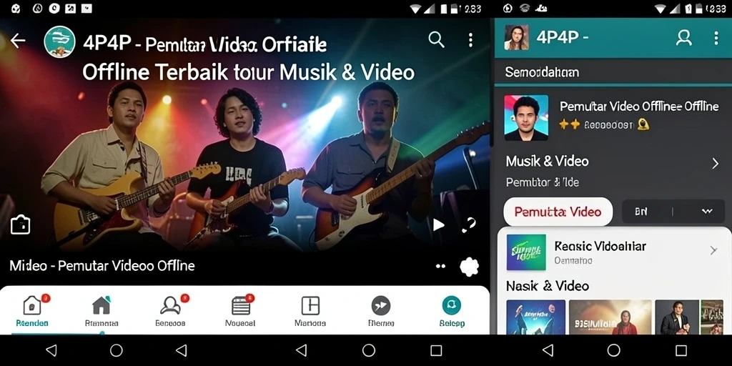 Tampilan antarmuka aplikasi Pemutar Video Offline 4P4P yang sederhana dan fungsional.