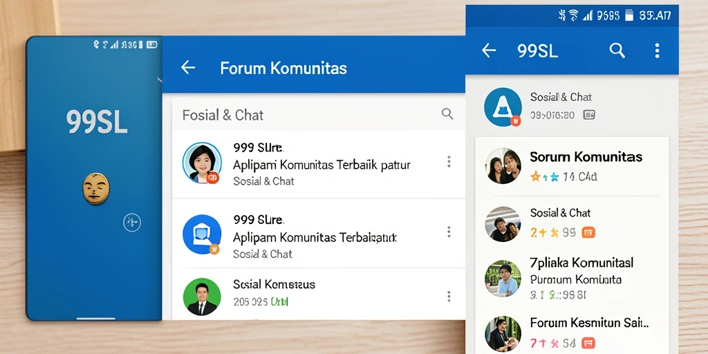 Antarmuka menarik aplikasi Forum Komunitas 99SL yang memudahkan navigasi.