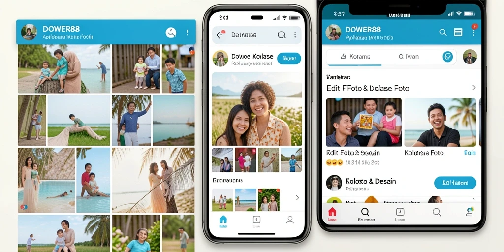 Screenshot DOWER88 menampilkan antarmuka kolase foto yang menarik dan intuitif.