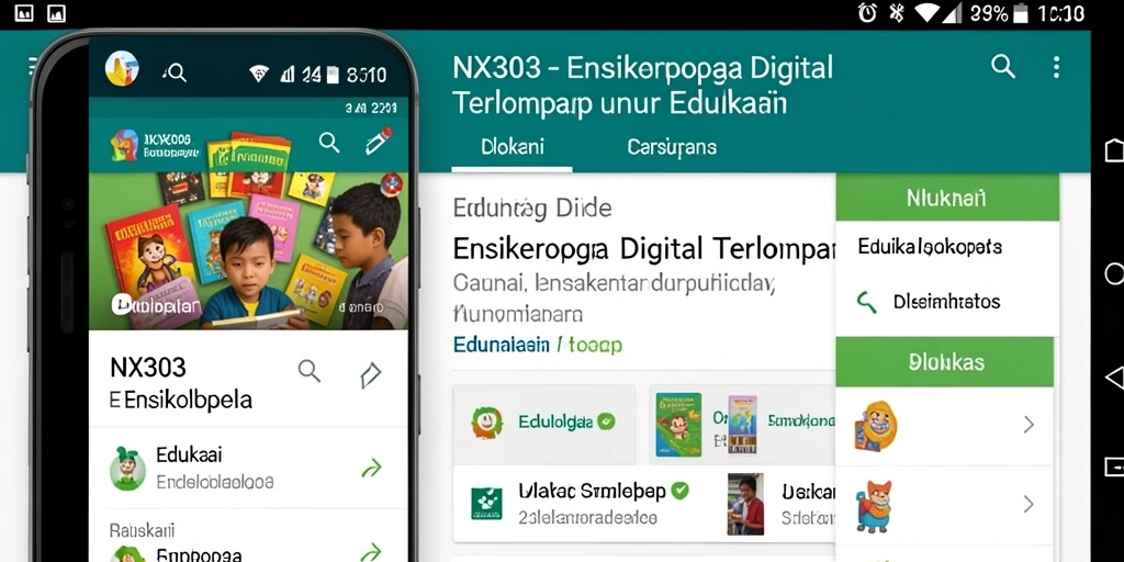 Tampilan antarmuka NX303 dengan berbagai kategori ensiklopedia.