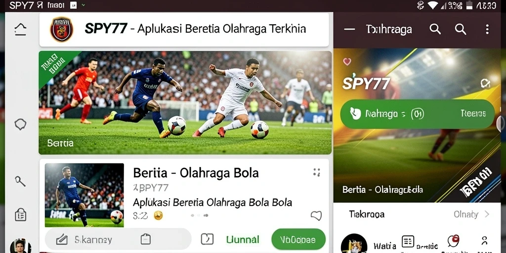 Tampilan antarmuka SPY77 dengan berita olahraga bola terbaru.