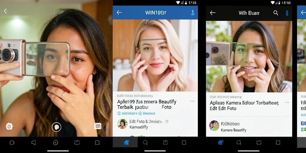 Tampilan antarmuka WIN199 yang sederhana dengan fitur Kamera Beautify yang menarik.