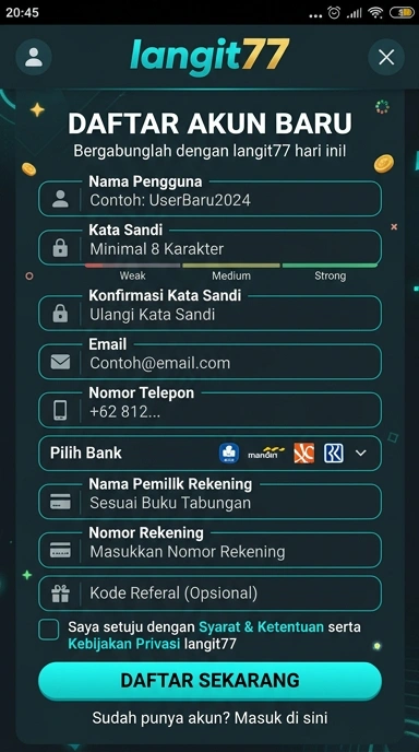 Panduan Registrasi Akun Baru langit77 untuk Pengguna Android